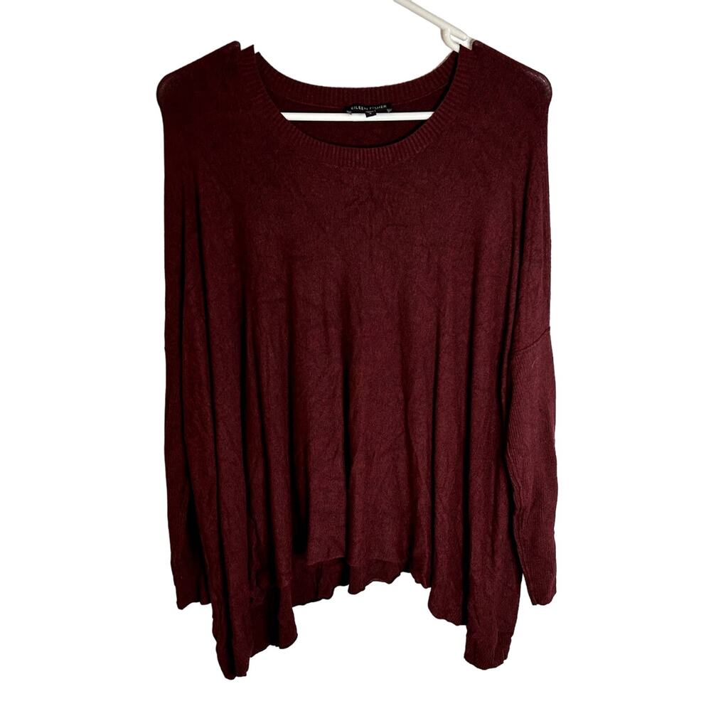 Eileen Fisher Cozy Oversized Sweater Womens Size Small Burgundy Maroon